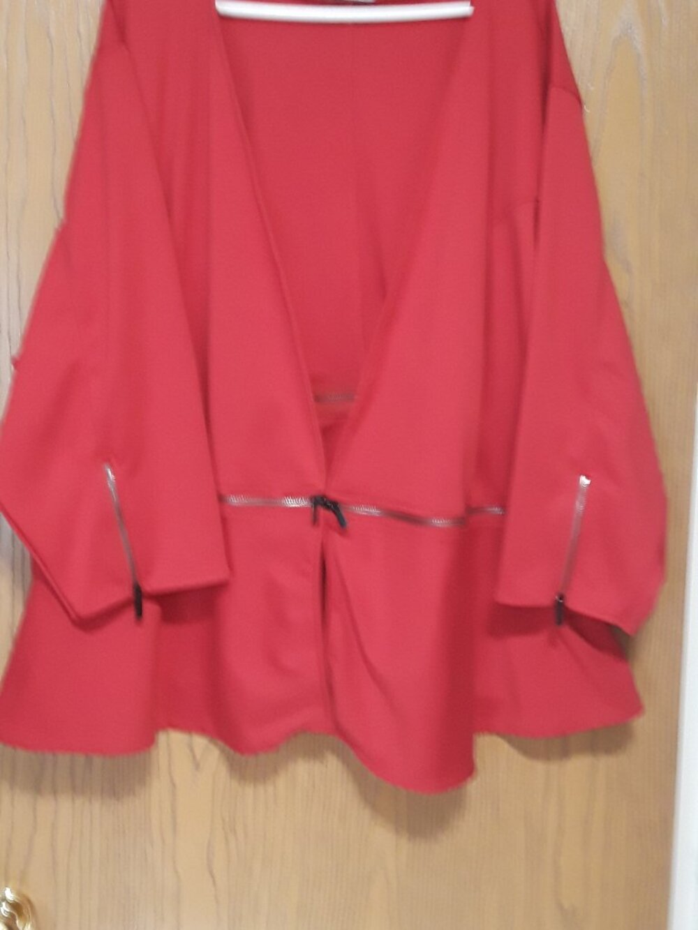 Catherines Curvy Collection Red Peplum Ponte Blazer NWOT Size 5X fitted, zippers
